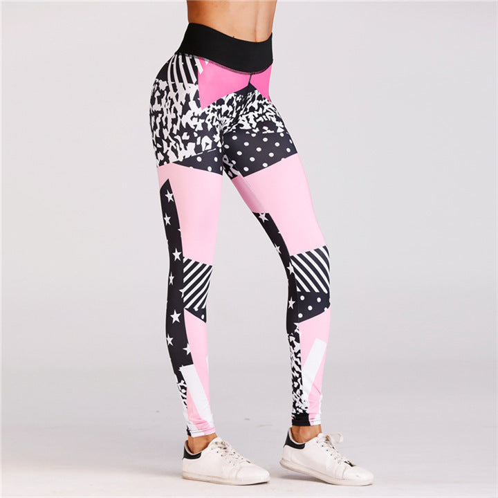 Pink Leopard Print Yoga Leggings for Women