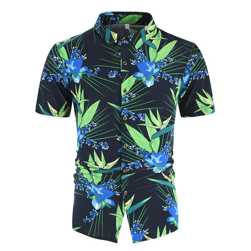 Casual 3D Floral Print Short Sleeves Men's Shirts