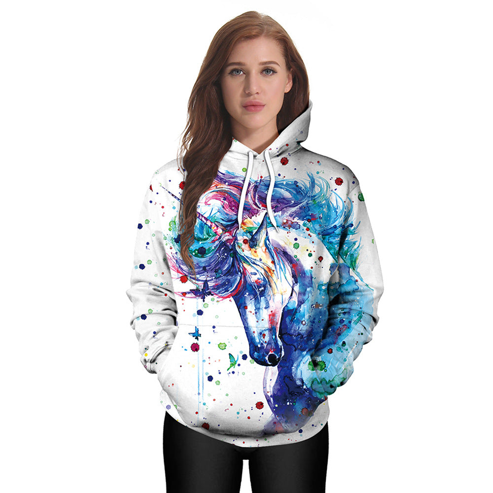 Water Colored Unicorn Design Women Hoodies