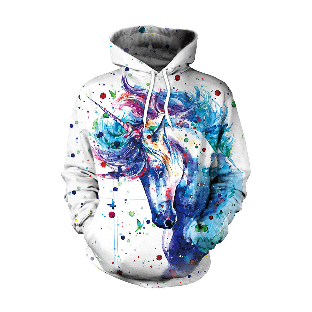 Water Colored Unicorn Design Women Hoodies