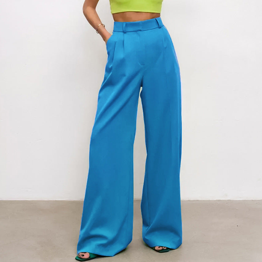 Casual High Waist Wide Legs Long Pants for Women