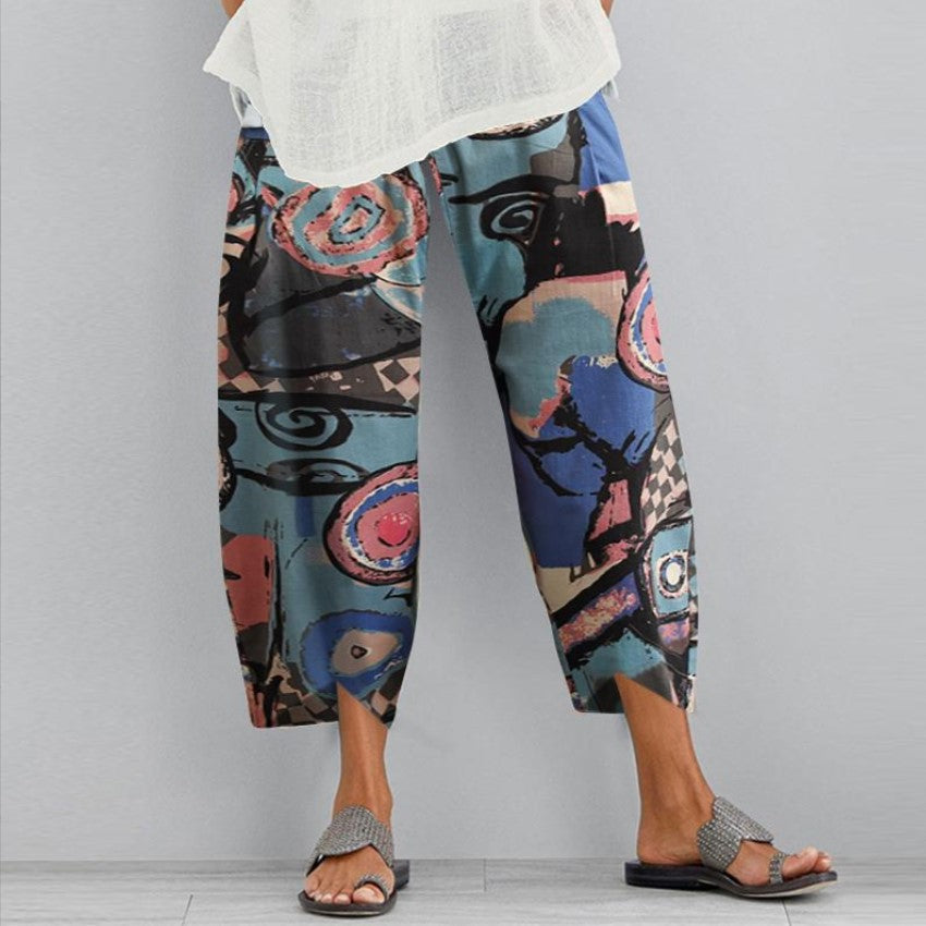 Casual Floral Print Summer Pants for Women