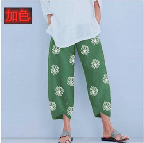 Casual Floral Print Summer Pants for Women