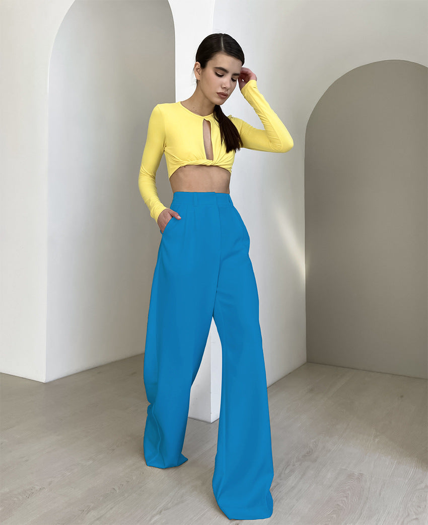 Casual High Waist Wide Legs Long Pants for Women