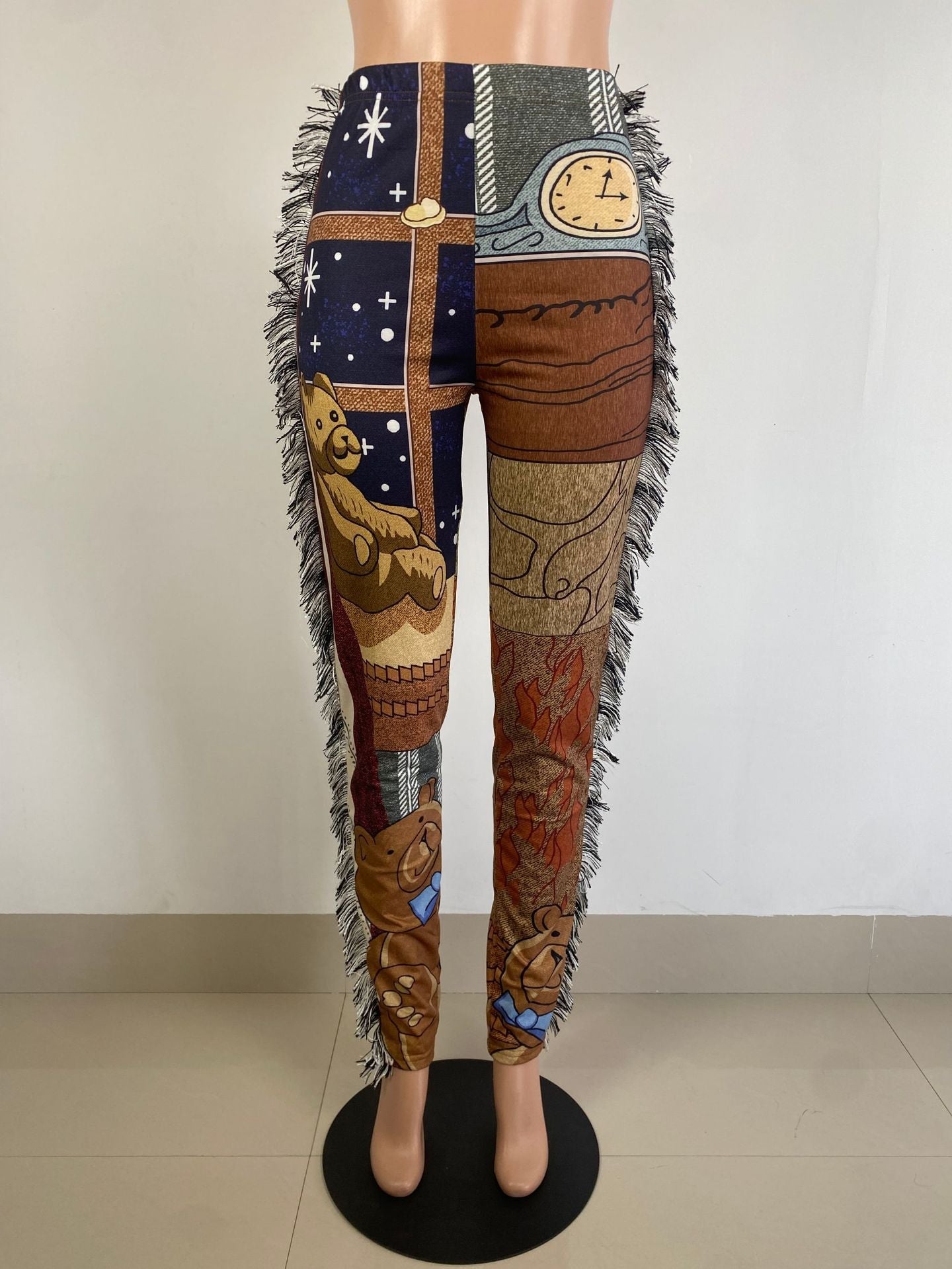 Designed Fashion Cartoon Tassels Pants for Women