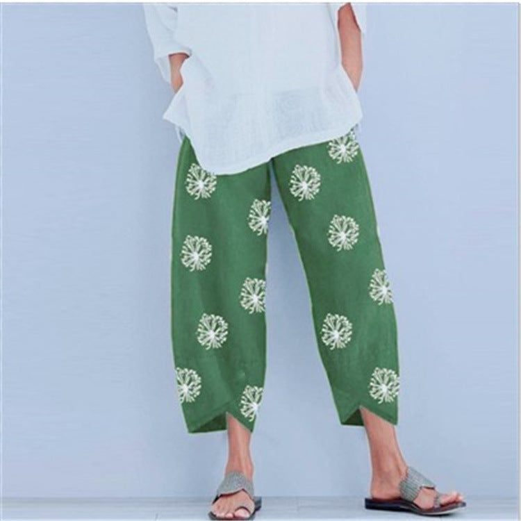 Casual Floral Print Summer Pants for Women