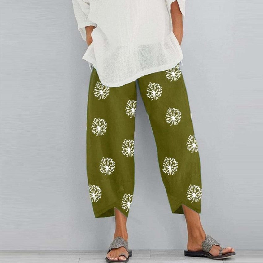 Casual Floral Print Summer Pants for Women