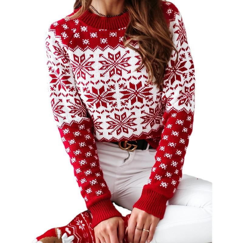 Casual Women Christmas Snowflake Knitting Sweaters