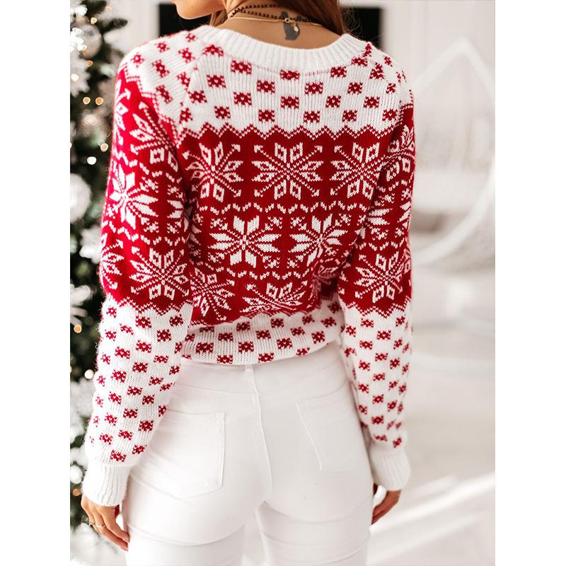 Casual Women Christmas Snowflake Knitting Sweaters