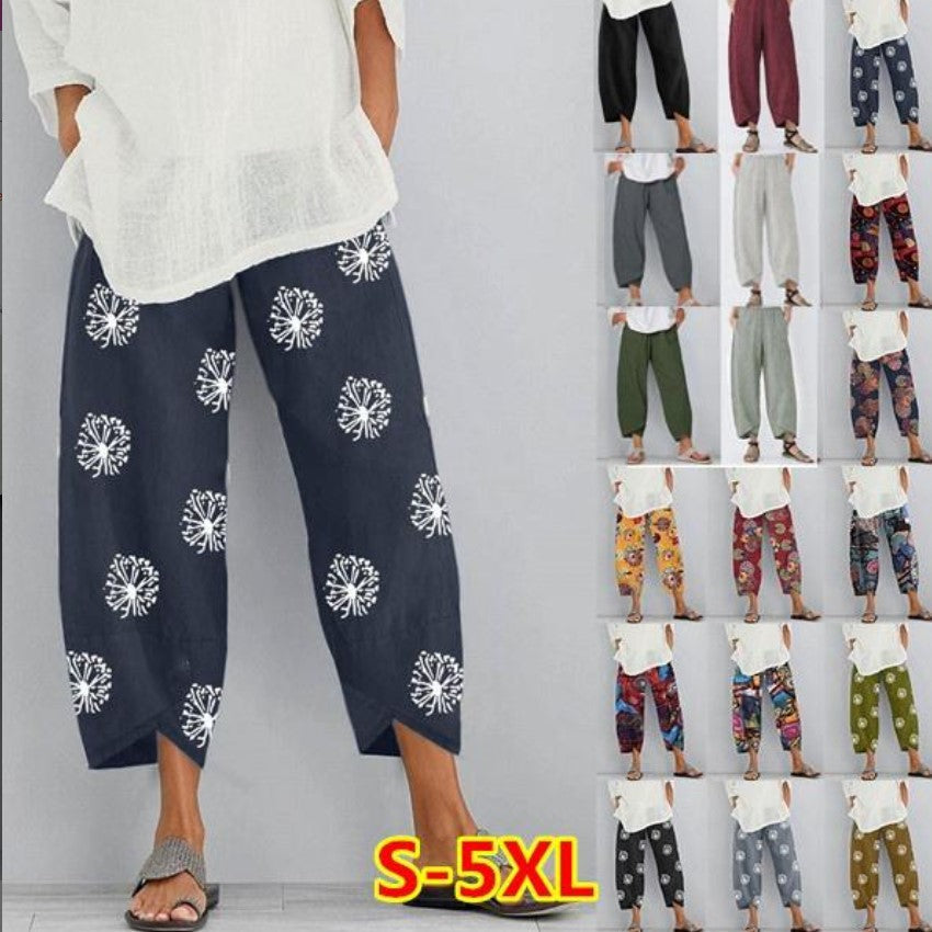 Casual Floral Print Summer Pants for Women