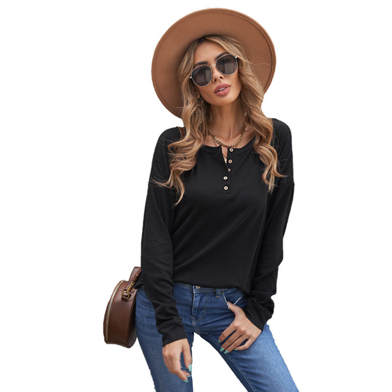 Casual Long Sleeves Women T Shirts