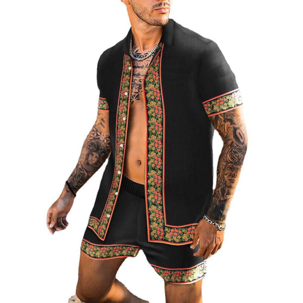 Summer Casual Men's Top Shirts and Shorts Sets