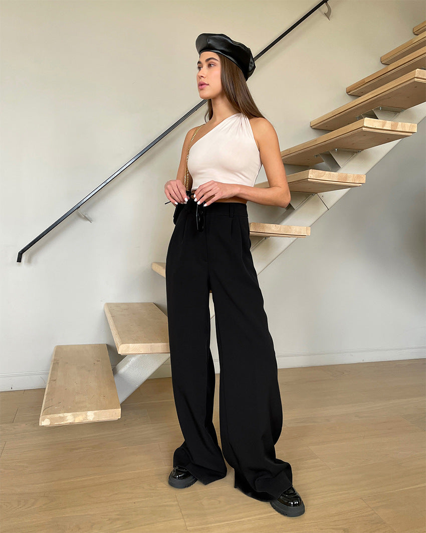 Casual High Waist Wide Legs Long Pants for Women