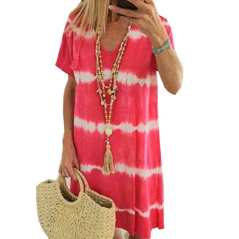 Summer Tie-dye Short Sleeve Mini Sundress-STYLEGOING