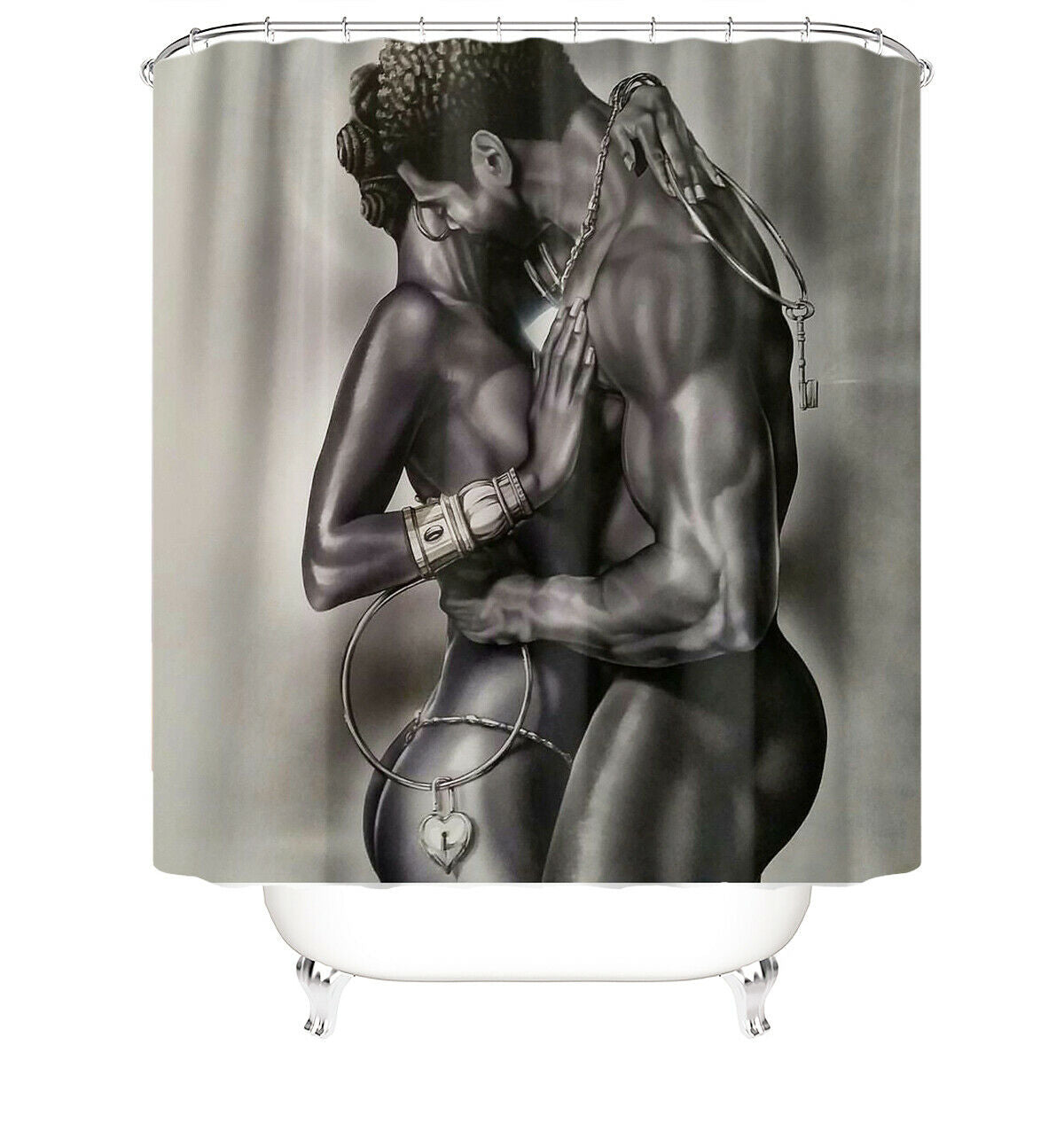 African Woman Shower Curtain Bathroom Rug Set Bath Mat Non-Slip Toilet Lid Cover--Free Shipping at meselling99