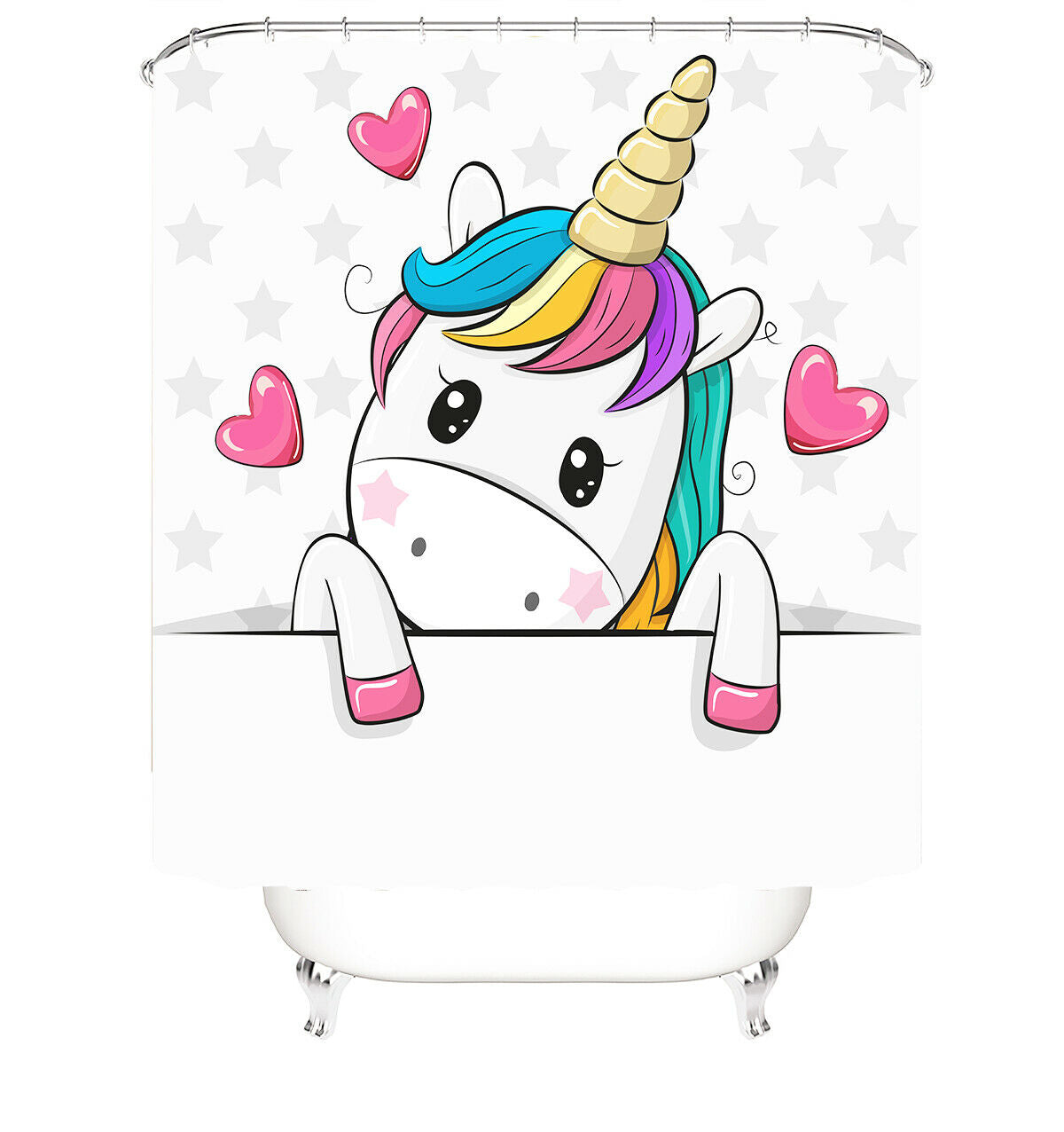 Unicorn Shower Curtain Bathroom Rug Set Thick Bath Mat Non-Slip Toilet Lid Cover-180×180cm Shower Curtain Only-Free Shipping at meselling99