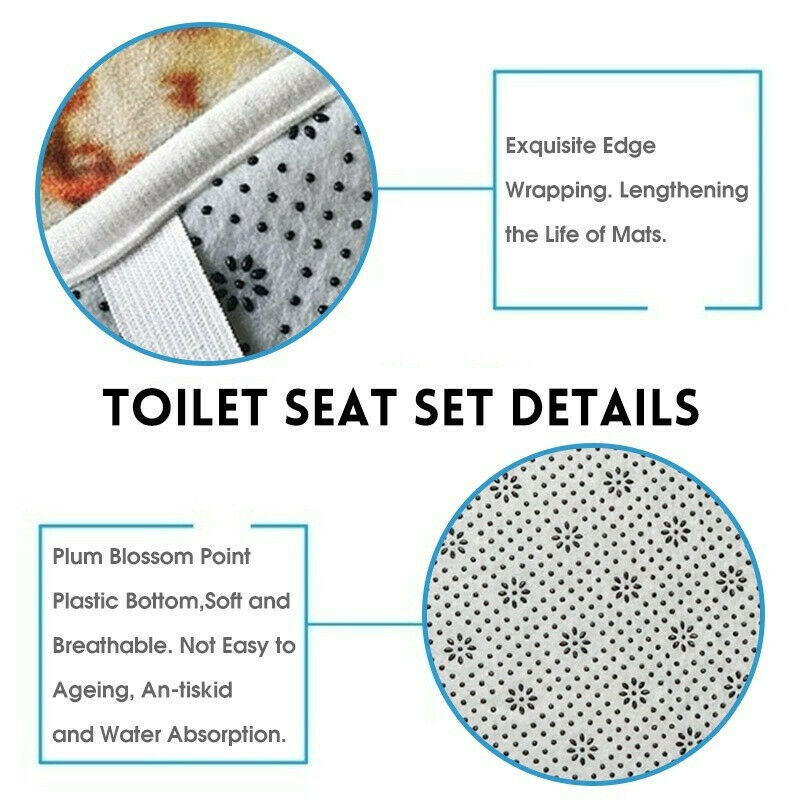 Bathroom Rug Set Shower Curtain Bath Mat Non Slip Toilet Seat Lid Cover--Free Shipping at meselling99