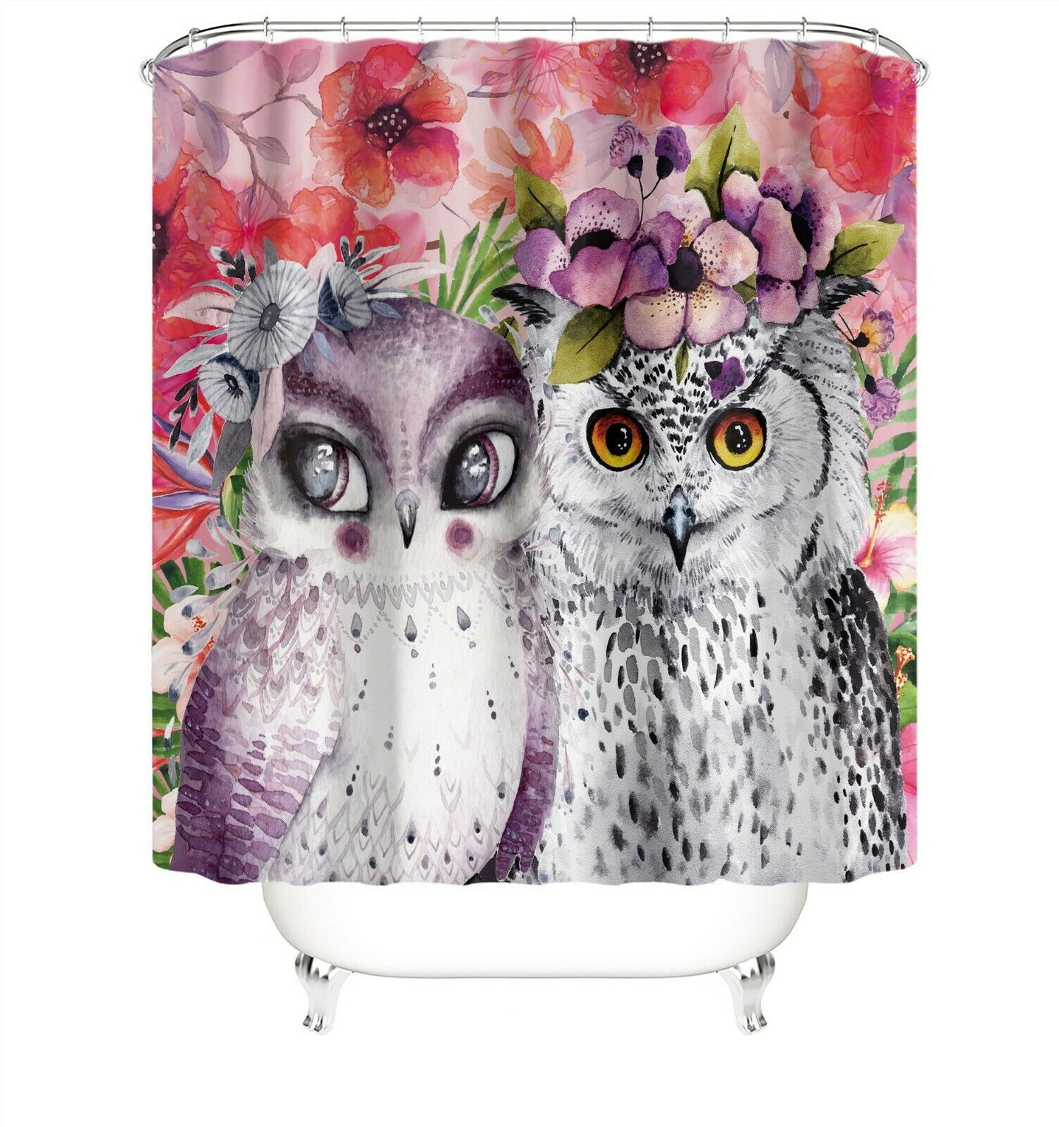 Owl Shower Curtain Bathroom Rug Set Thick Bath Mat Non-Slip Toilet Lid Cover-180×180cm Shower Curtain Only-Free Shipping at meselling99