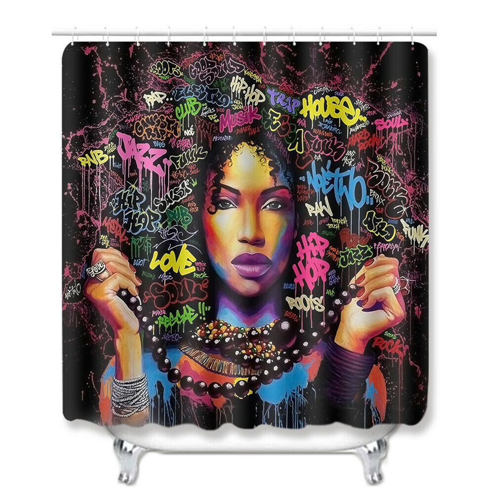 Color Woman Shower Curtain Bathroom Rug Set Bath Mat Non-Slip Toilet Lid Cover--Free Shipping at meselling99