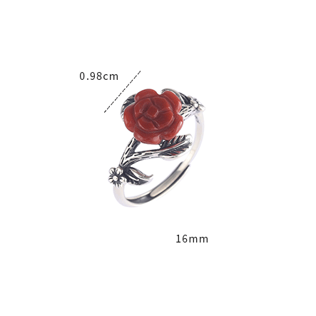 Vintage Rose&grass Design Silver Rings for Women-Rings-JEWELRYSHEOWN