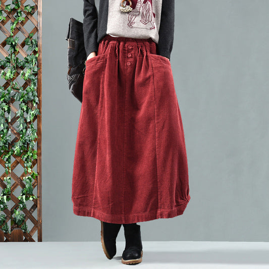 Vintage Corduroy Fall/Winter Skirts for Women