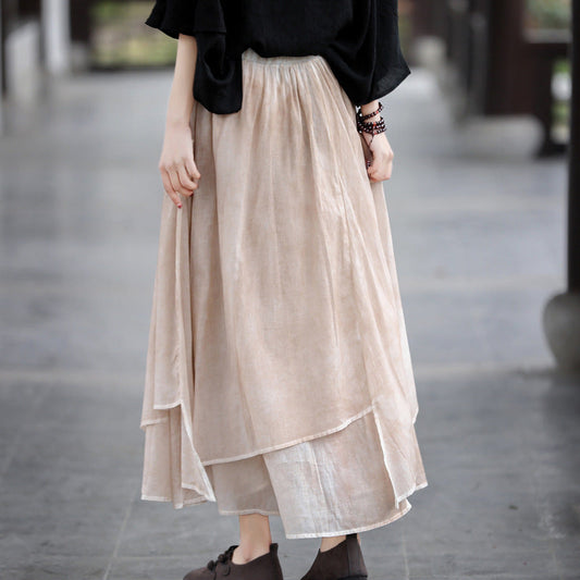 Fairy Irrregular Linen Women Skirts-Long Skirts-JEWELRYSHEOWN