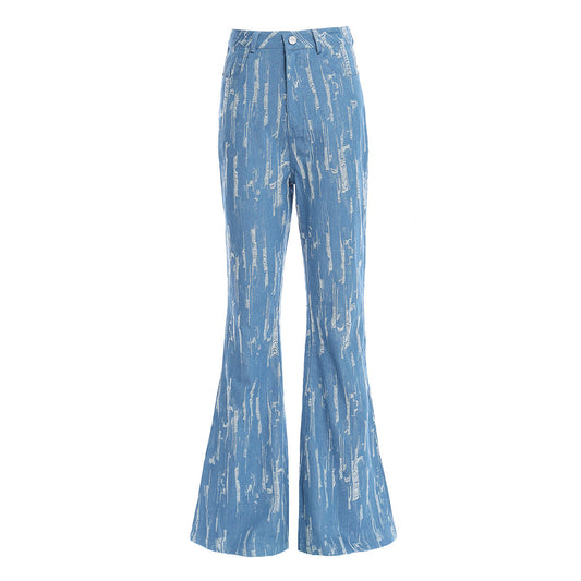 Designed Vintage Denim Trumpet Pants for Women