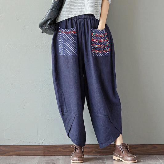 Vintage Linen Wide Legs Pants for Women