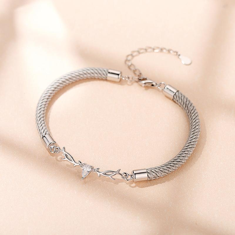 You Always Here Designed His and Hers Couple Silver Bracelets-Bracelets-JEWELRYSHEOWN
