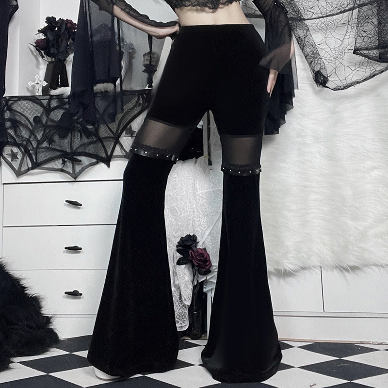 Sexy Black Net High Waist Trumpet Pants