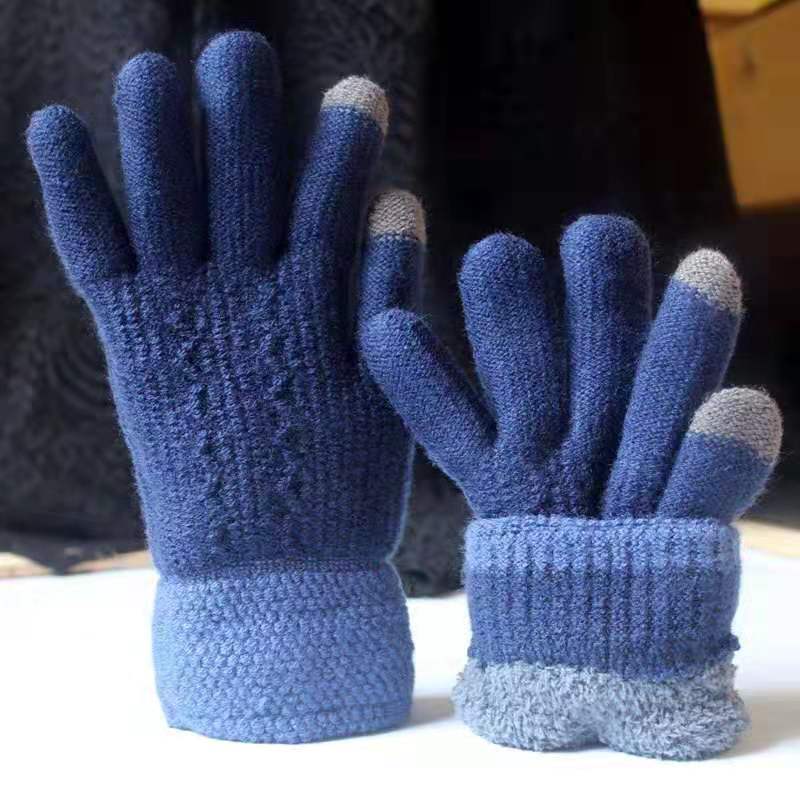 Winter Warm Velvet Knitted Gloves for Men and Women