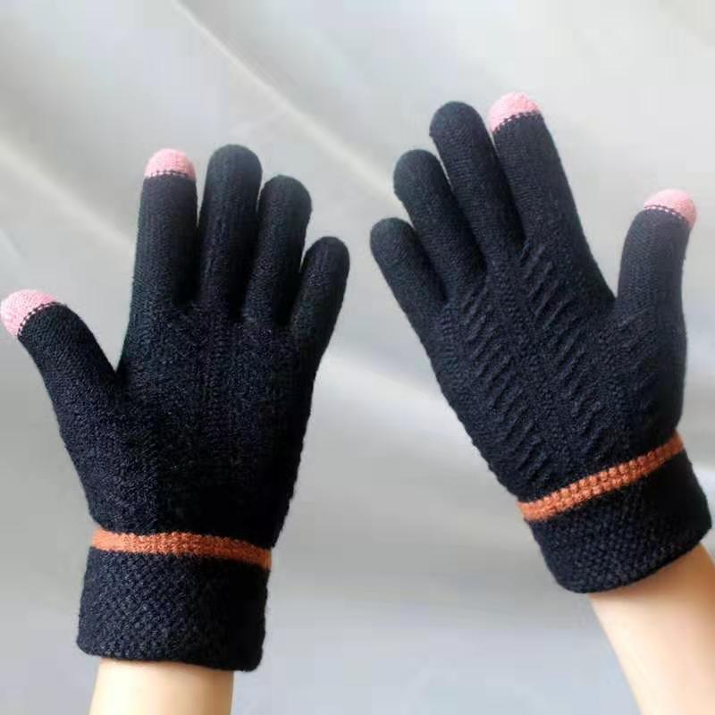 Winter Warm Velvet Knitted Gloves for Men and Women