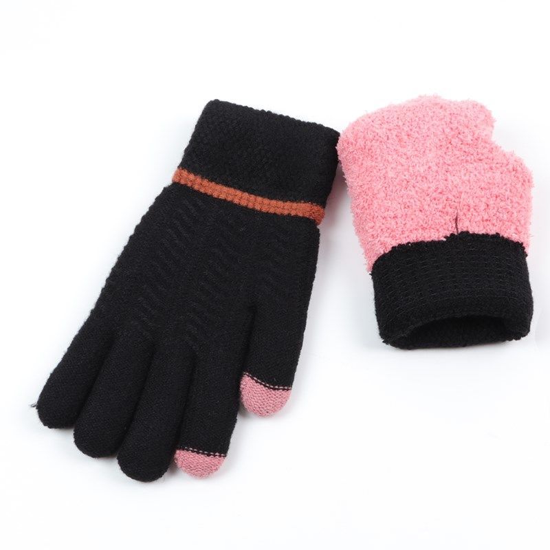 Winter Warm Velvet Knitted Gloves for Men and Women