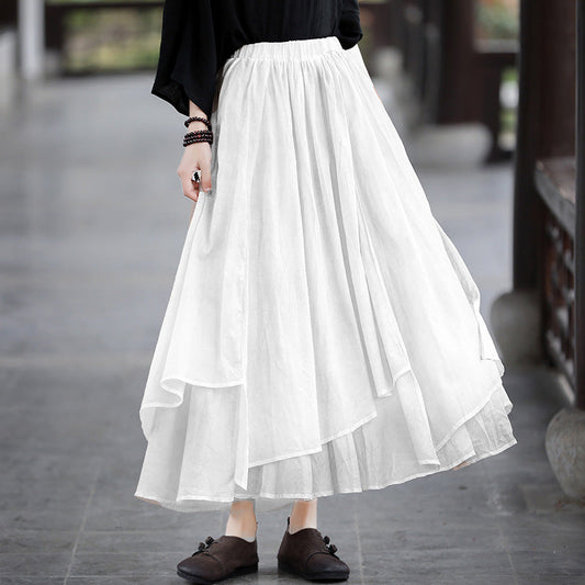 Fairy Line Irregular White Skirts-Skirts-JEWELRYSHEOWN