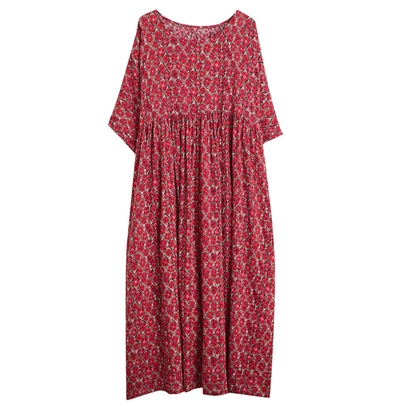 Vintage Red Short Sleeves Plus Sizes Cozy Dresses