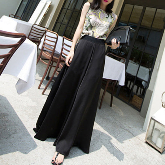 Women High Waist Satin Chiffon Casual Pants-Pants-JEWELRYSHEOWN