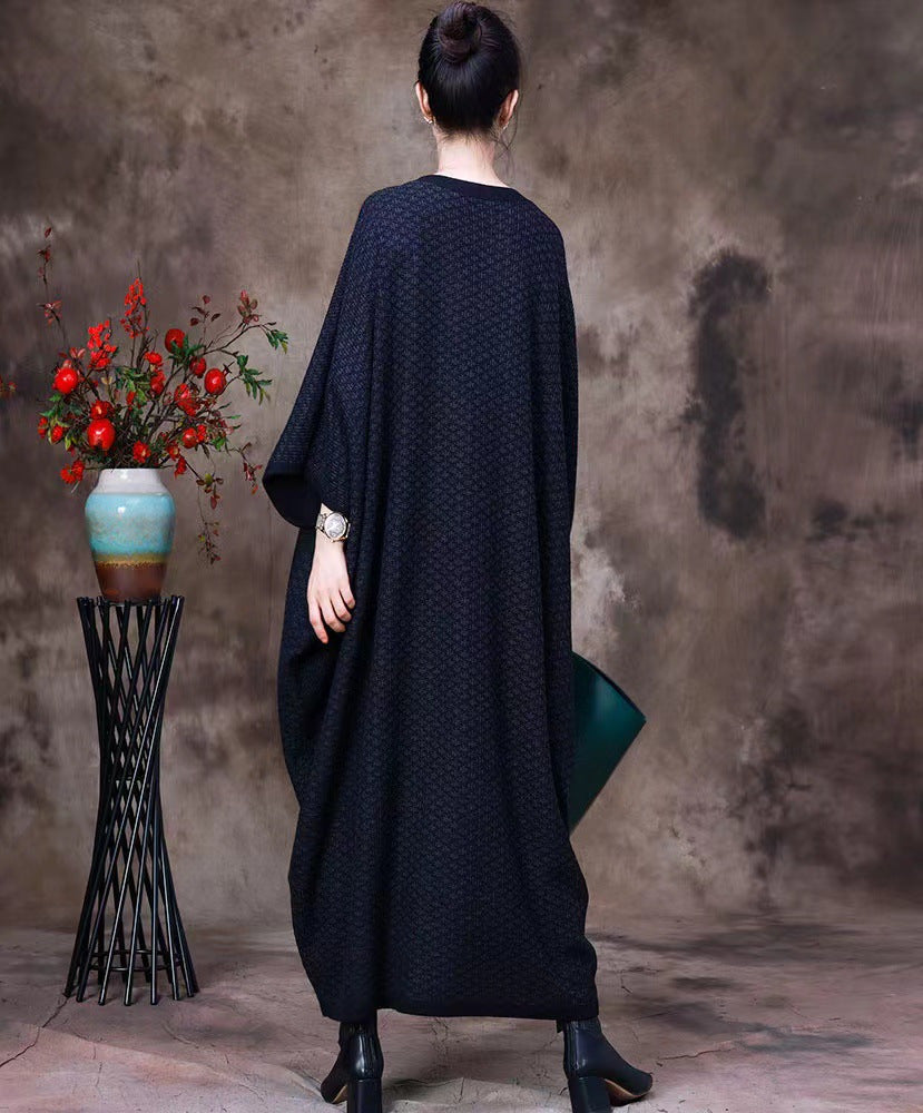 Vintage Batwing Sleeves Fall Plus Sizes Woolen Knitted Dresses