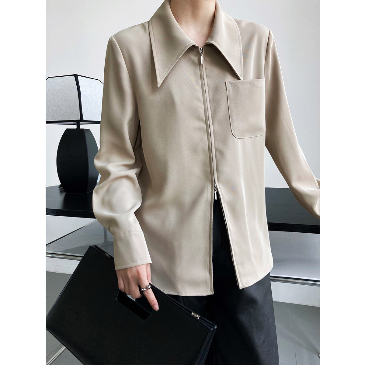 Elegant Designed Zipper Women Long Sleeves Shirts