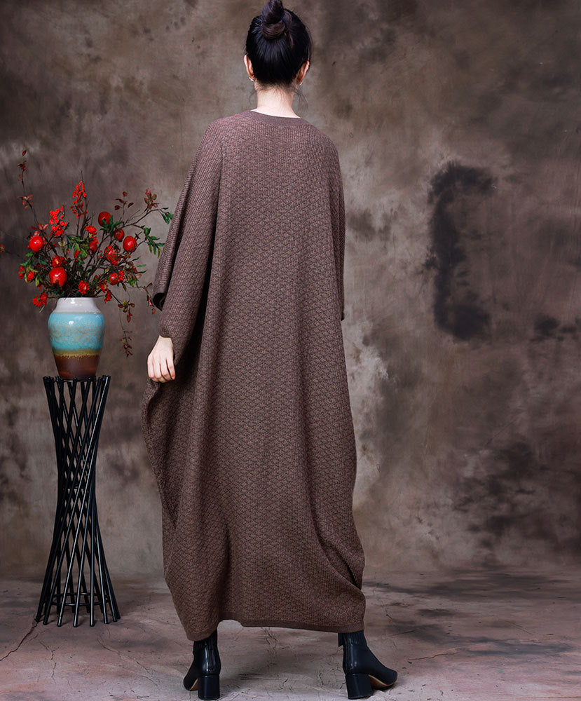 Vintage Batwing Sleeves Fall Plus Sizes Woolen Knitted Dresses