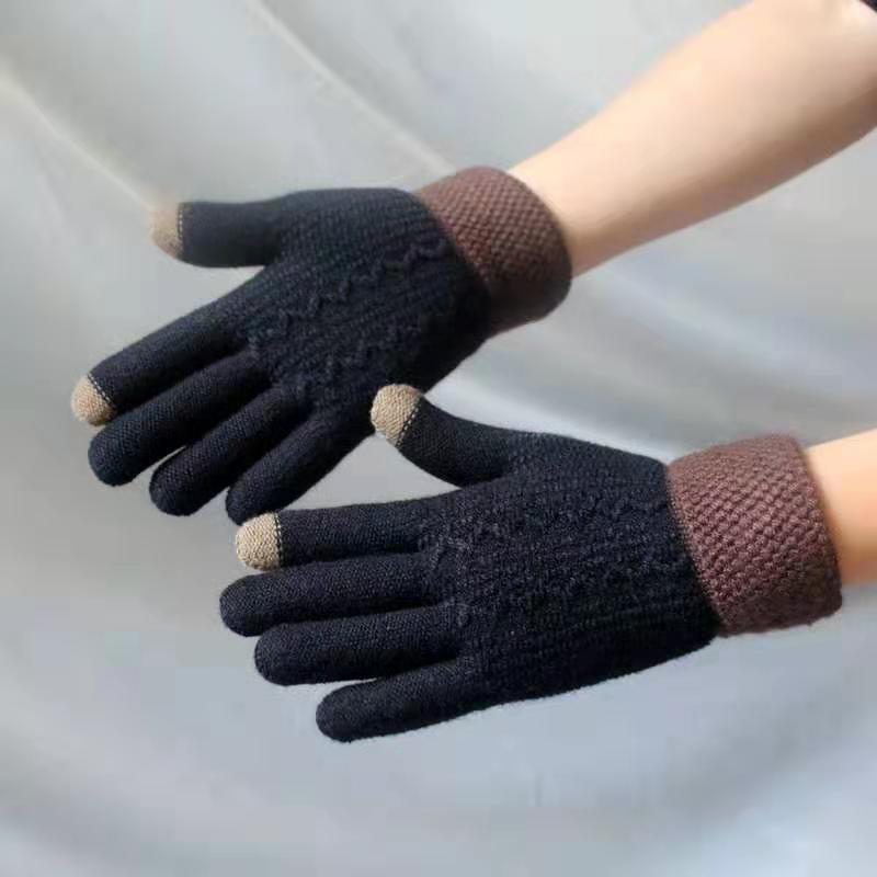 Winter Warm Velvet Knitted Gloves for Men and Women