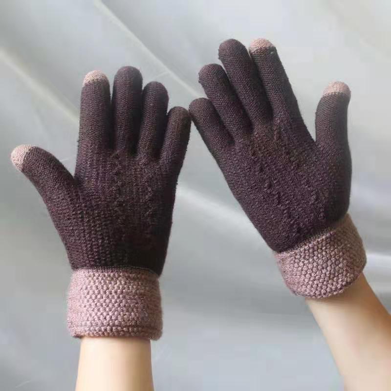 Winter Warm Velvet Knitted Gloves for Men and Women