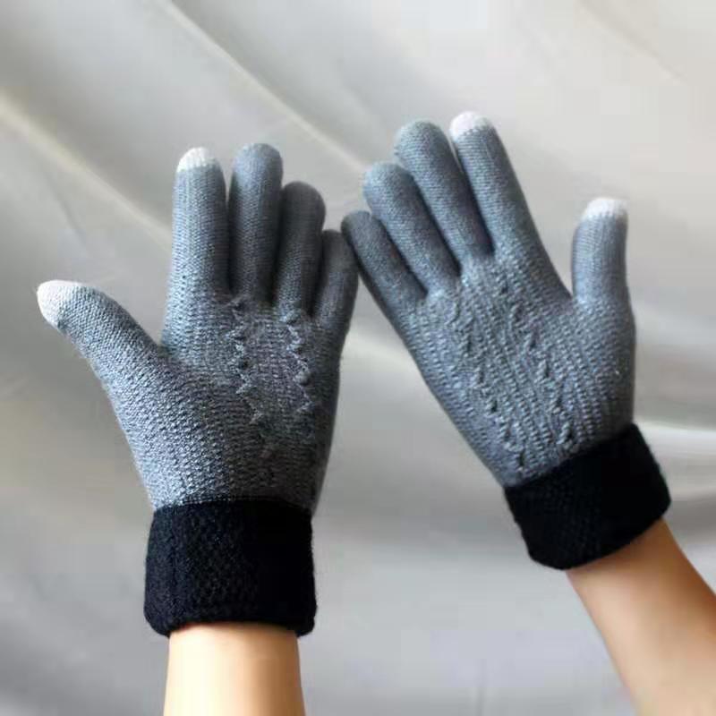 Winter Warm Velvet Knitted Gloves for Men and Women