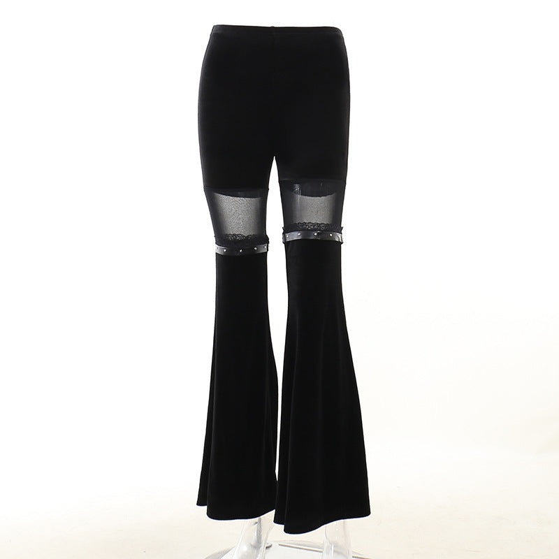 Sexy Black Net High Waist Trumpet Pants