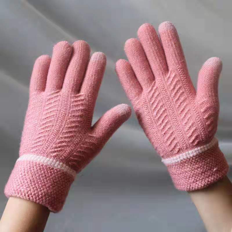 Winter Warm Velvet Knitted Gloves for Men and Women