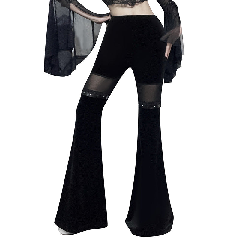 Sexy Black Net High Waist Trumpet Pants